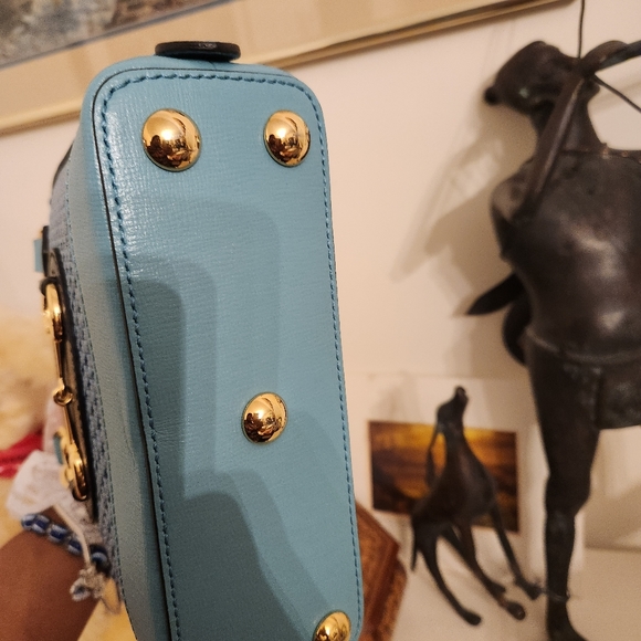 Gucci MINI HORSEBIT 1955 HANDBAG IN BLEU - Picture 5 of 17